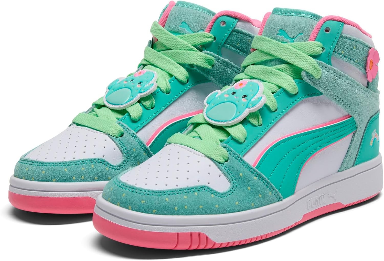 image:imagePUMA Kids Girls X Rebound Layup Graciela Mid Sneakers Shoes Casual GreenMintpuma Whitemint Melt