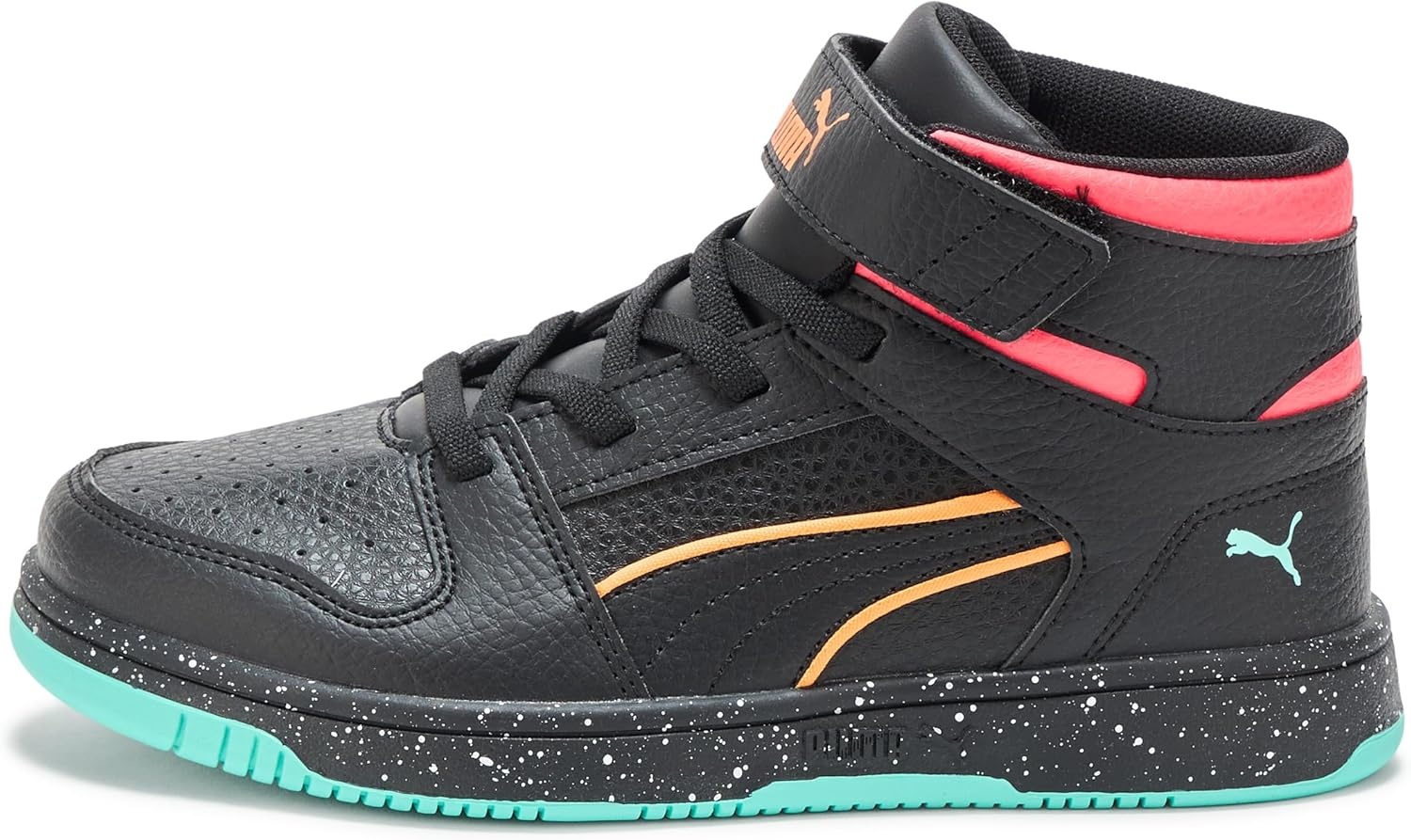 image:imagePUMA Kids Rebound Layup Mid Hook and Loop SneakersBlackrickie Orangefire Orchid Ah25