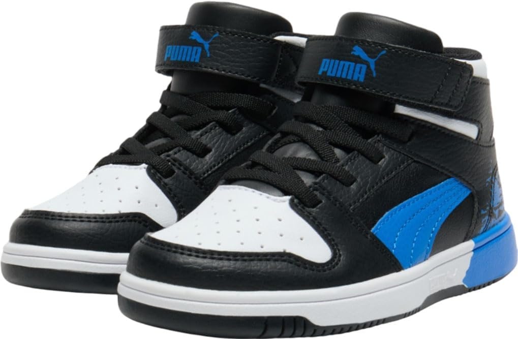 image:imagePUMA Kids Rebound Layup Mid Hook and Loop SneakersBlackroyal Bluewhite Ss25