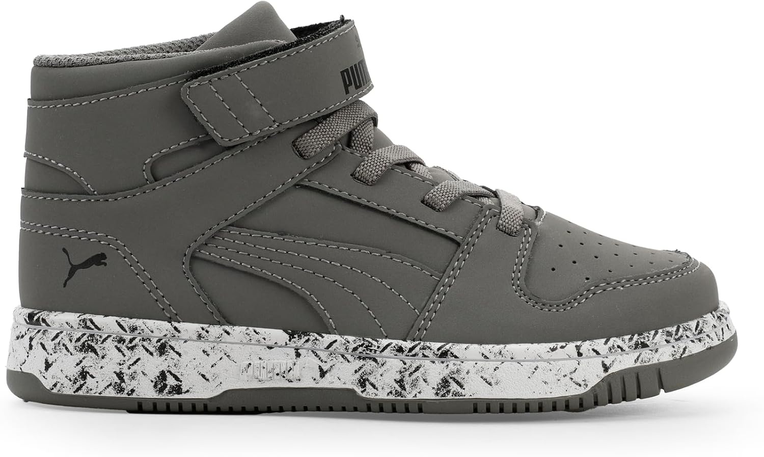 image:imagePUMA Kids Rebound Layup Mid Hook and Loop SneakersCast Ironpuma Blackpuma White