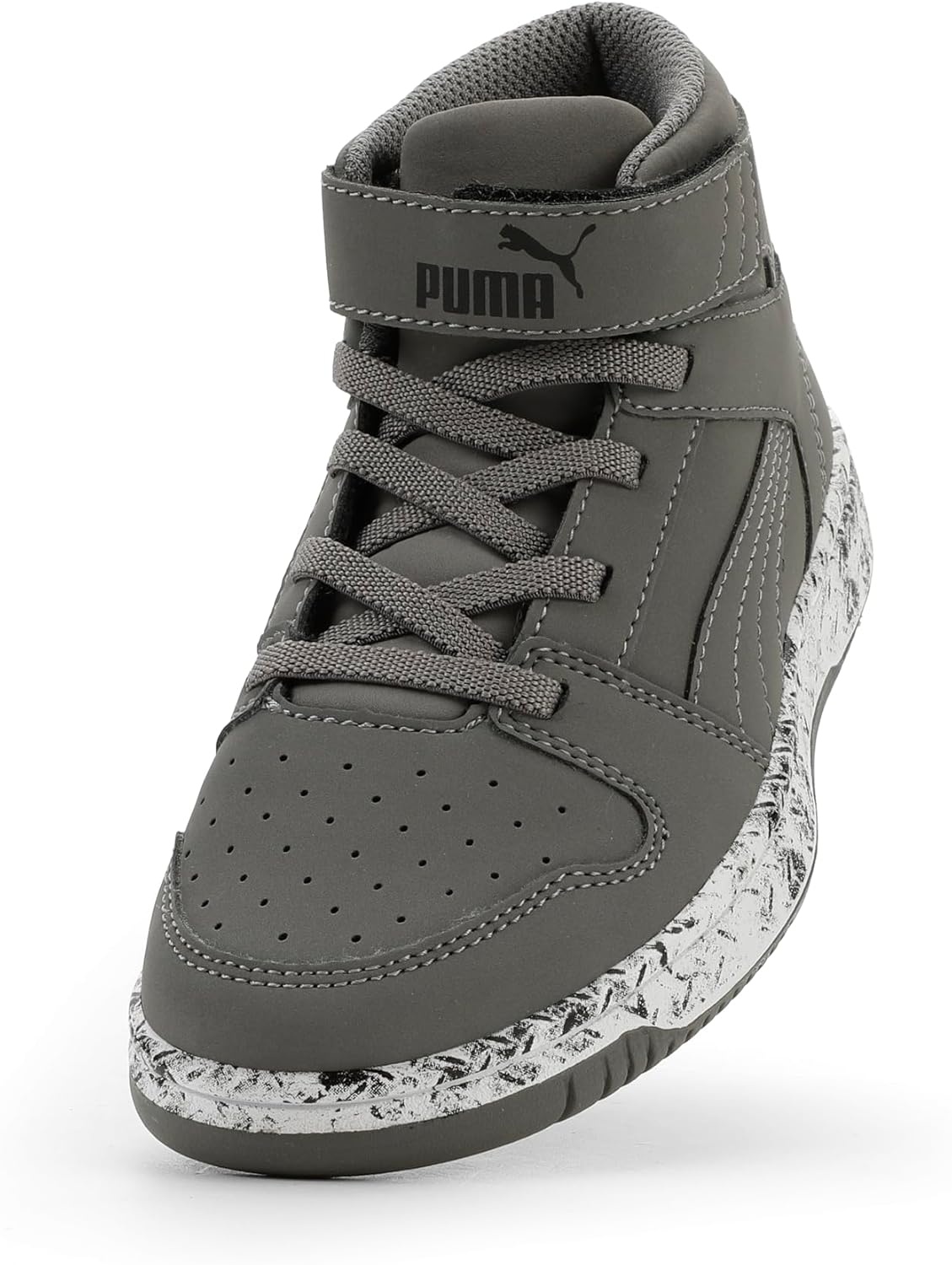 image:imagePUMA Kids Rebound Layup Mid Hook and Loop SneakersCast Ironpuma Blackpuma White