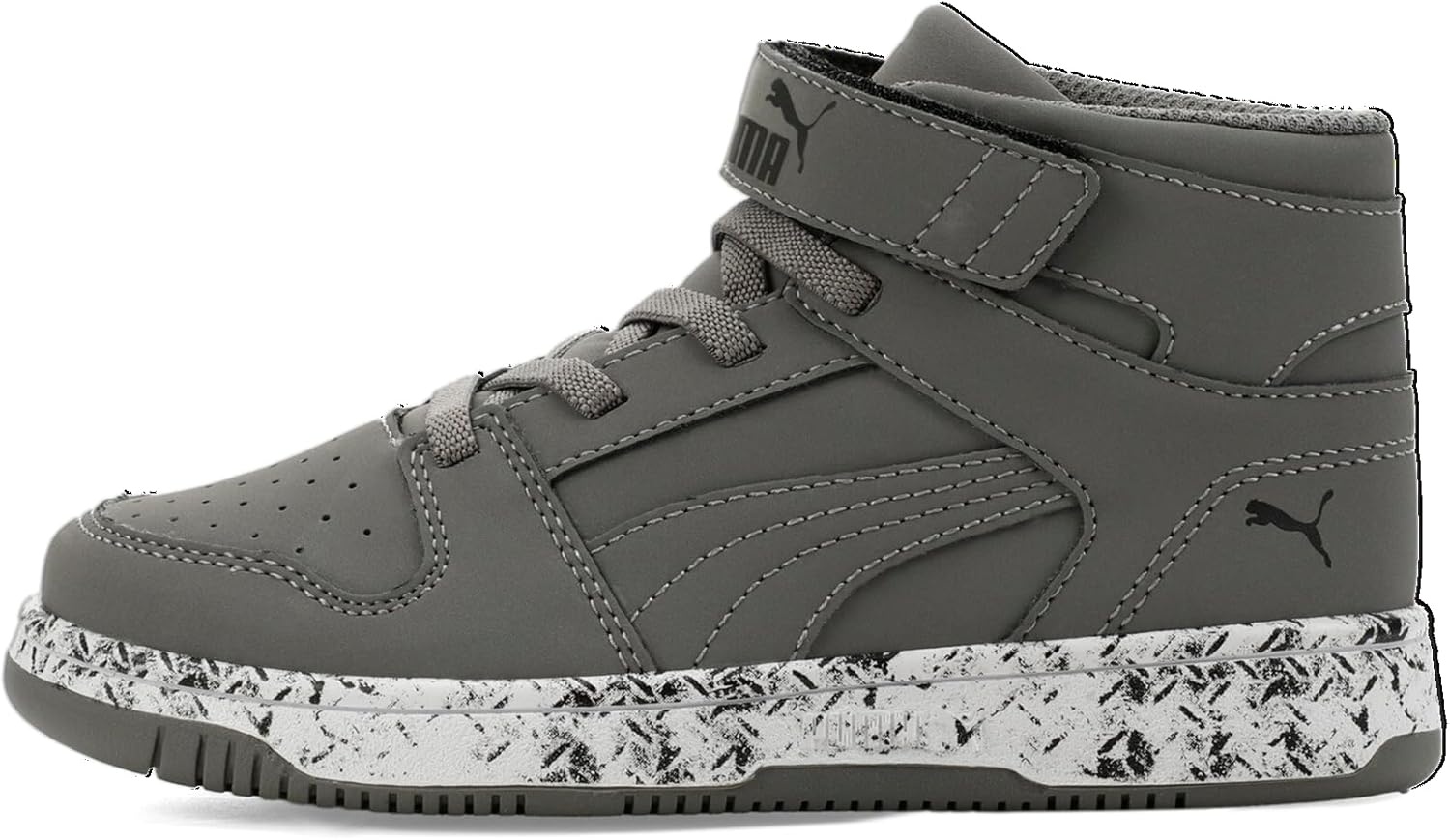 image:imagePUMA Kids Rebound Layup Mid Hook and Loop SneakersCast Ironpuma Blackpuma White