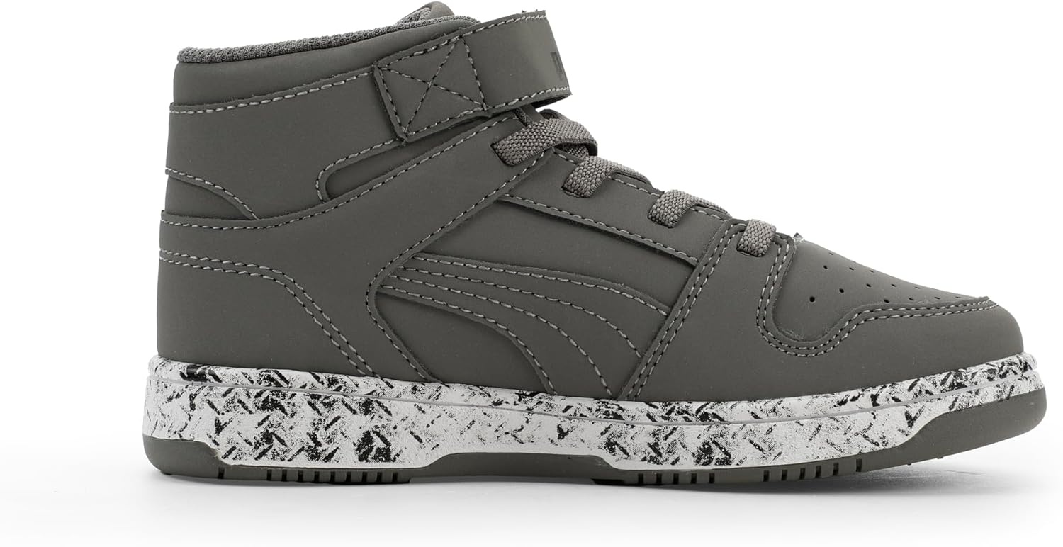 image:imagePUMA Kids Rebound Layup Mid Hook and Loop SneakersCast Ironpuma Blackpuma White