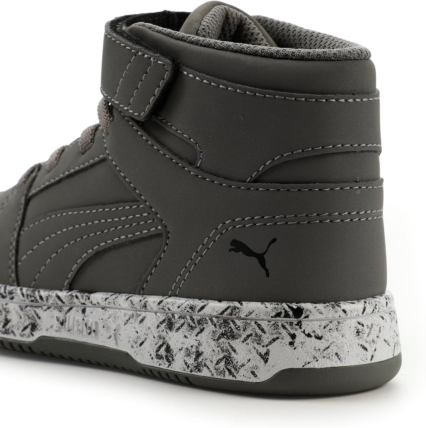 image:imagePUMA Kids Rebound Layup Mid Hook and Loop SneakersCast Ironpuma Blackpuma White