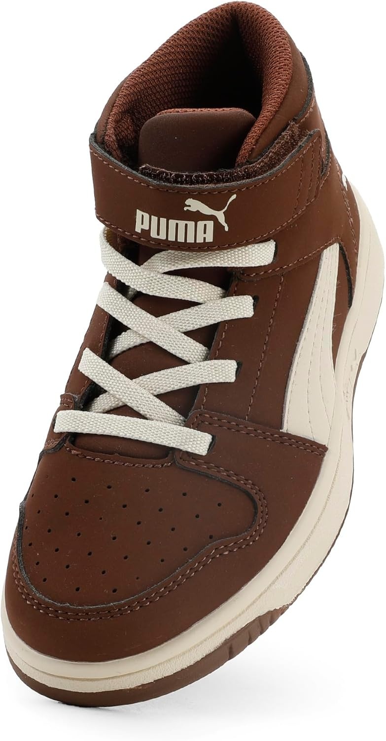 image:imagePUMA Kids Rebound Layup Mid Hook and Loop SneakersChocotartalpine Snow