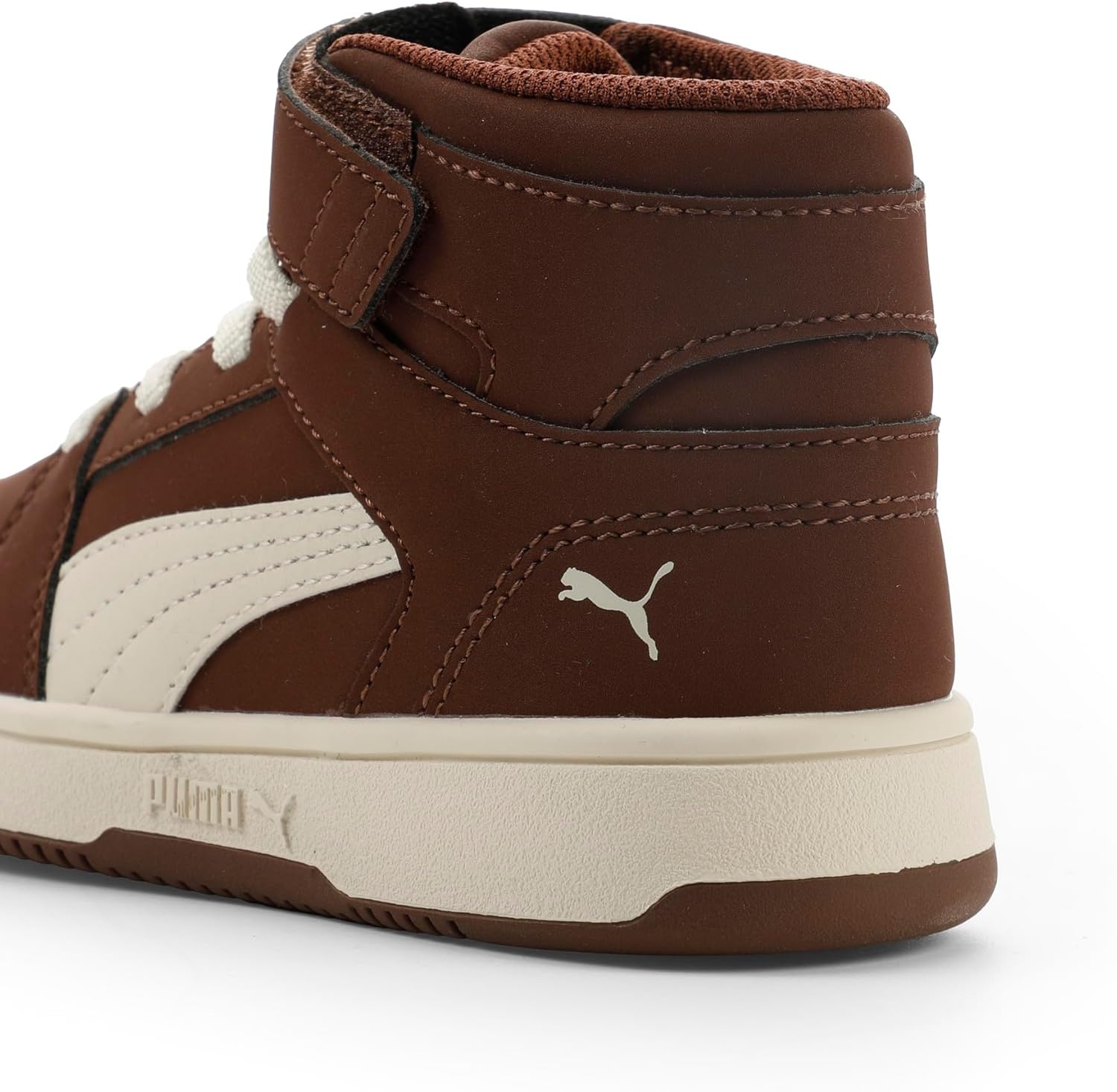 image:imagePUMA Kids Rebound Layup Mid Hook and Loop SneakersChocotartalpine Snow