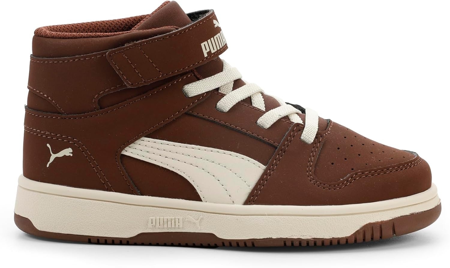 image:imagePUMA Kids Rebound Layup Mid Hook and Loop SneakersChocotartalpine Snow