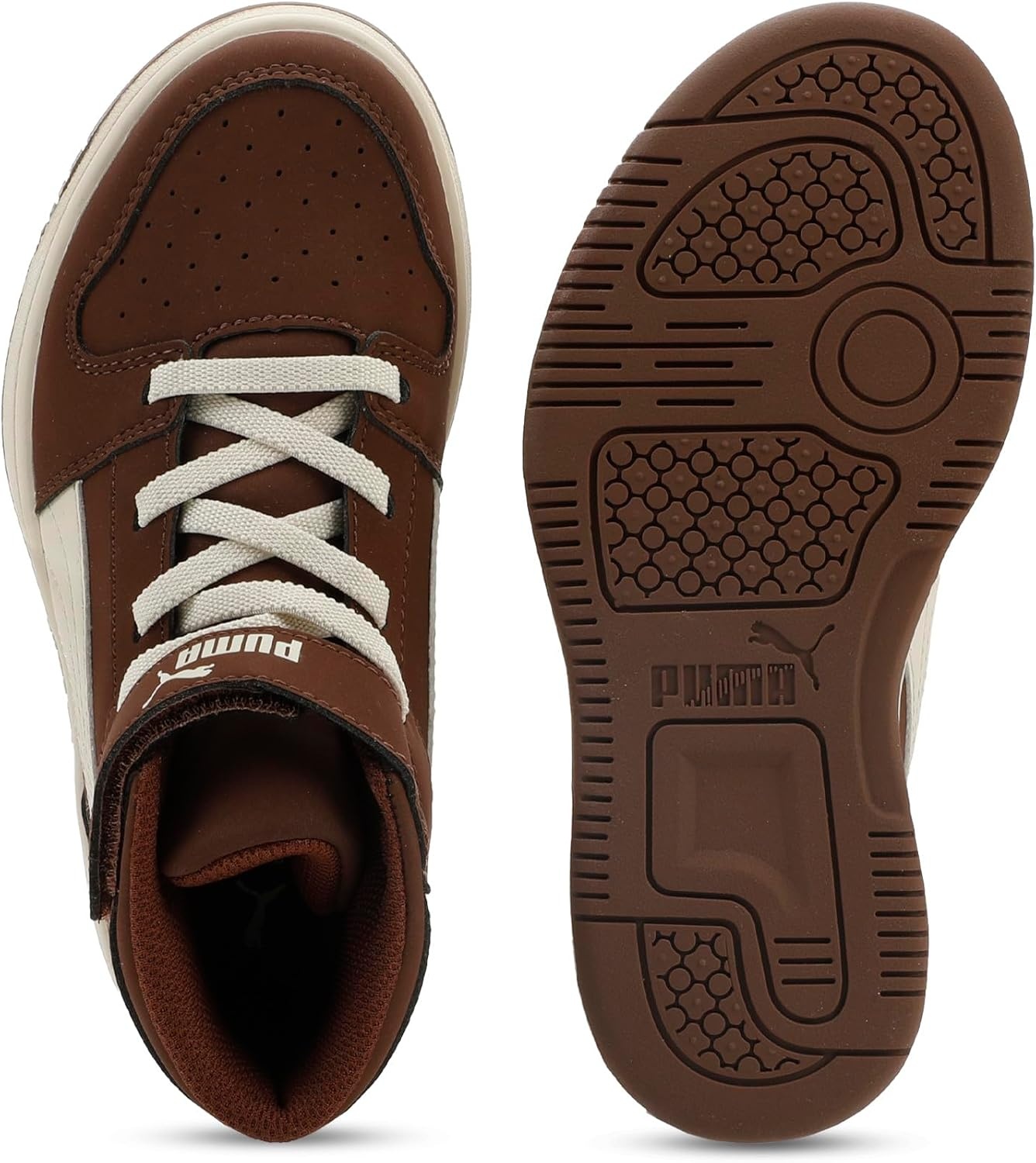 image:imagePUMA Kids Rebound Layup Mid Hook and Loop SneakersChocotartalpine Snow