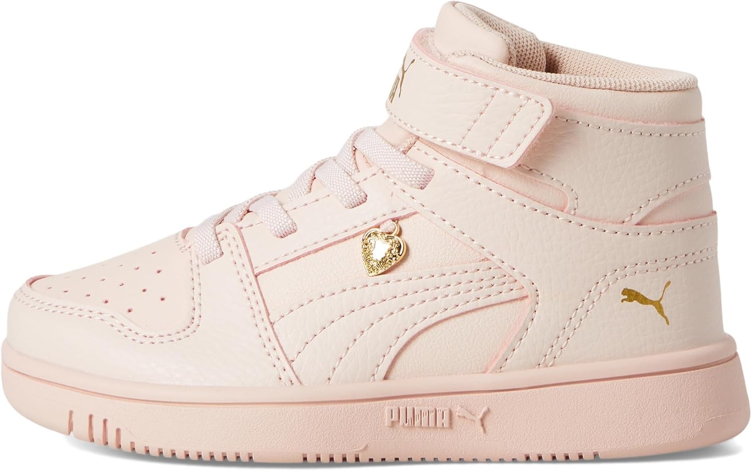 image:imagePUMA Kids Rebound Layup Mid Hook and Loop SneakersIsland PinkGold