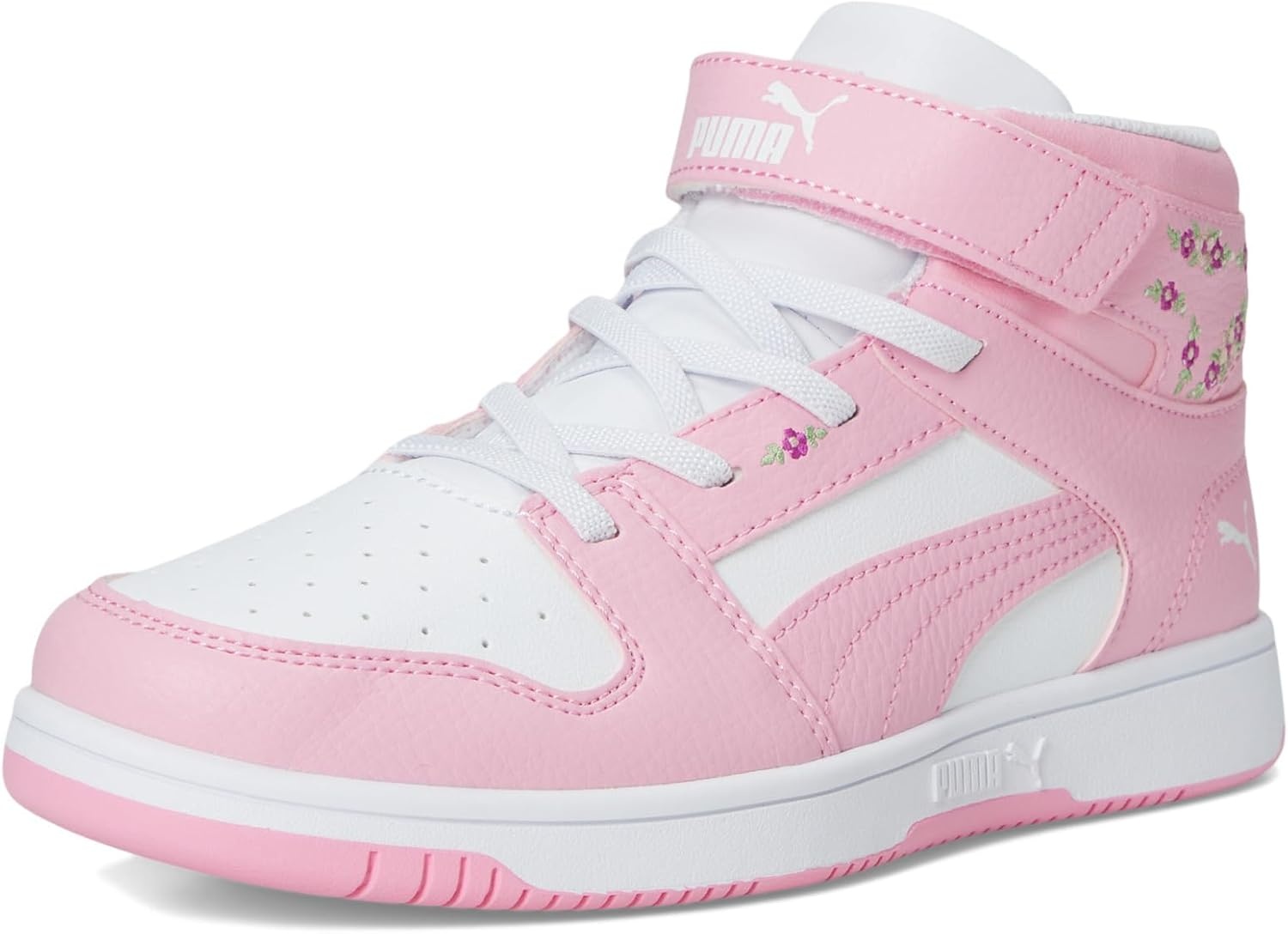 image:imagePUMA Kids Rebound Layup Mid Hook and Loop SneakersPink LilacPuma White