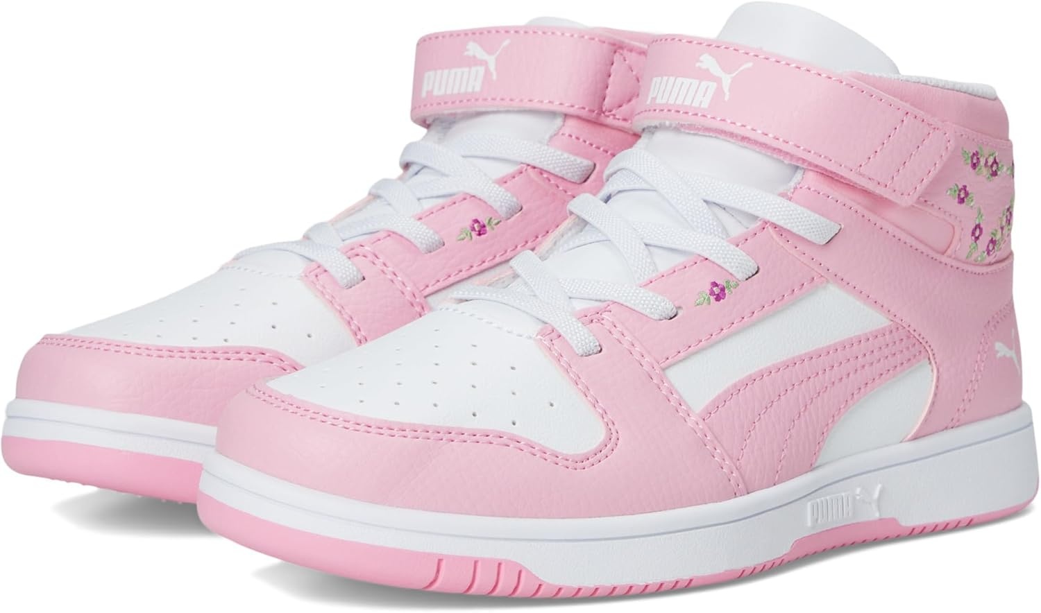 image:imagePUMA Kids Rebound Layup Mid Hook and Loop SneakersPink LilacPuma White