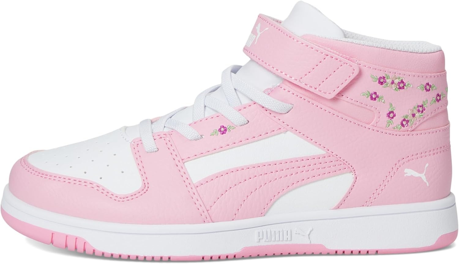 image:imagePUMA Kids Rebound Layup Mid Hook and Loop SneakersPink LilacPuma White