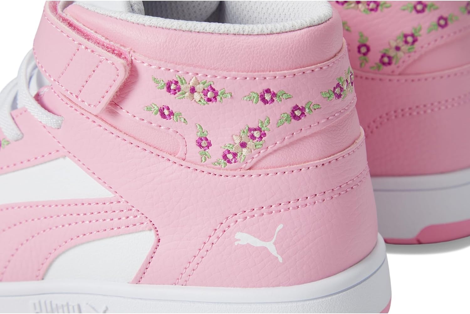 image:imagePUMA Kids Rebound Layup Mid Hook and Loop SneakersPink LilacPuma White