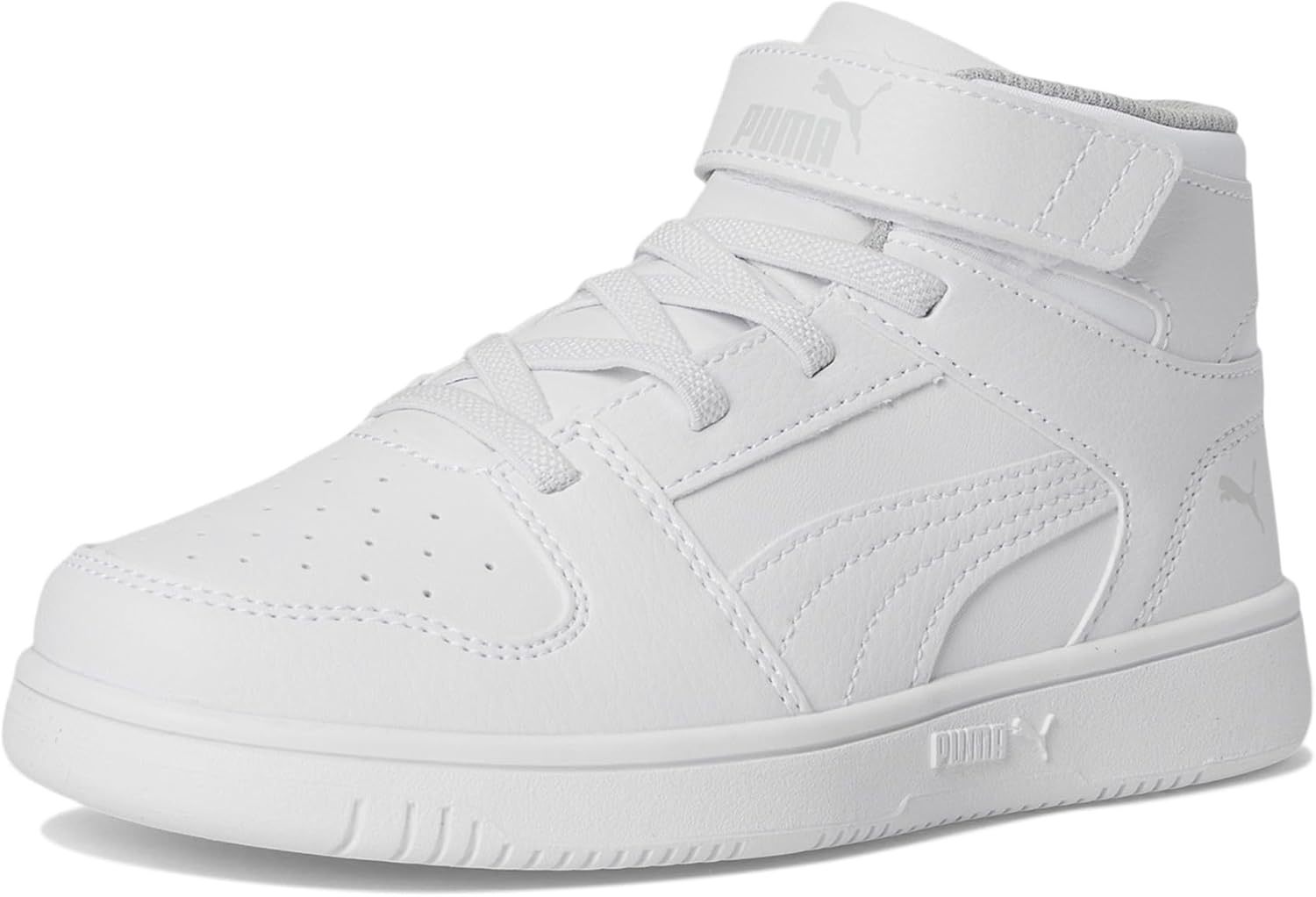 image:imagePUMA Kids Rebound Layup Mid Hook and Loop SneakersPuma WhiteGray Violet