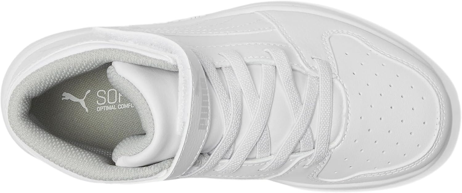 image:imagePUMA Kids Rebound Layup Mid Hook and Loop SneakersPuma WhiteGray Violet