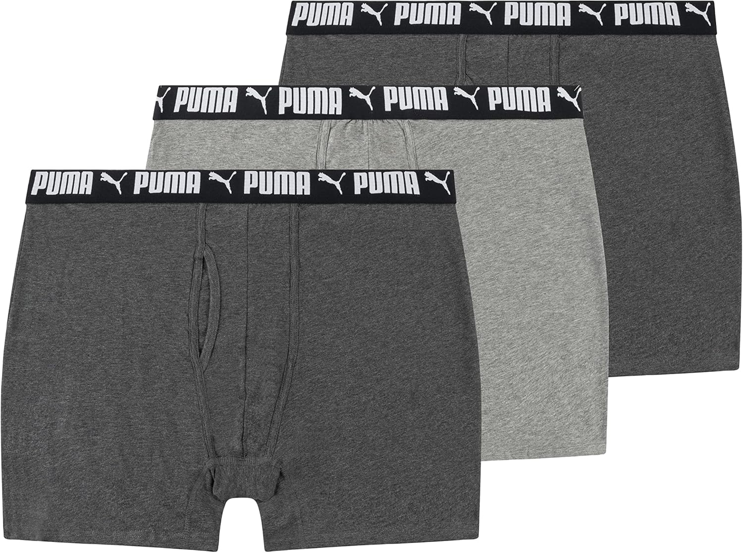 image:imagePUMA Mens Big amp Tall 3 Pack Cotton Stretch Boxer BriefsPuma BlackHeather Grey