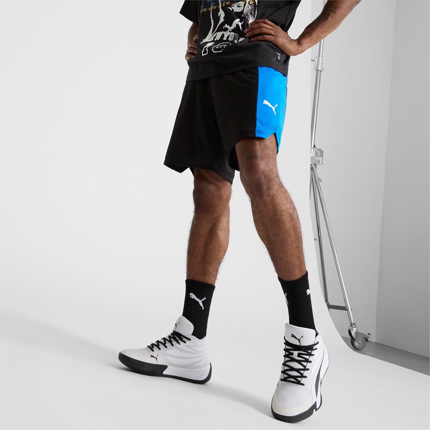 image:imagePUMA Mens Shot Blocker Shorts Casual Bottoms Casual GreenRacing Bluepuma Black