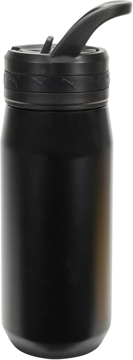 image:imagePUMA unisexadult 18oz Insulated Stainless Steel Water Bottle With Straw amp Carry HandleBlackBlack