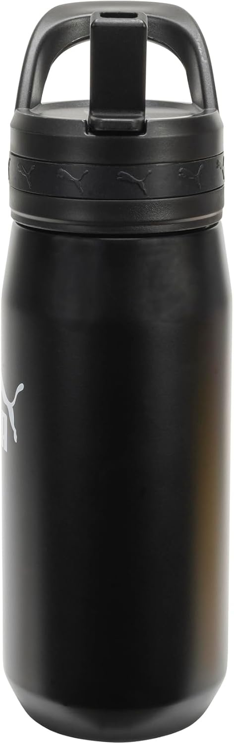 image:imagePUMA unisexadult 18oz Insulated Stainless Steel Water Bottle With Straw amp Carry HandleBlackBlack