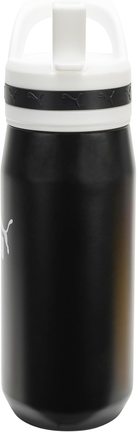 image:imagePUMA unisexadult 18oz Insulated Stainless Steel Water Bottle With Straw amp Carry HandleBlackWhite