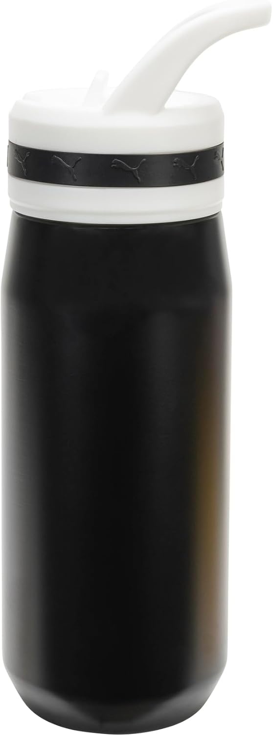 image:imagePUMA unisexadult 18oz Insulated Stainless Steel Water Bottle With Straw amp Carry HandleBlackWhite