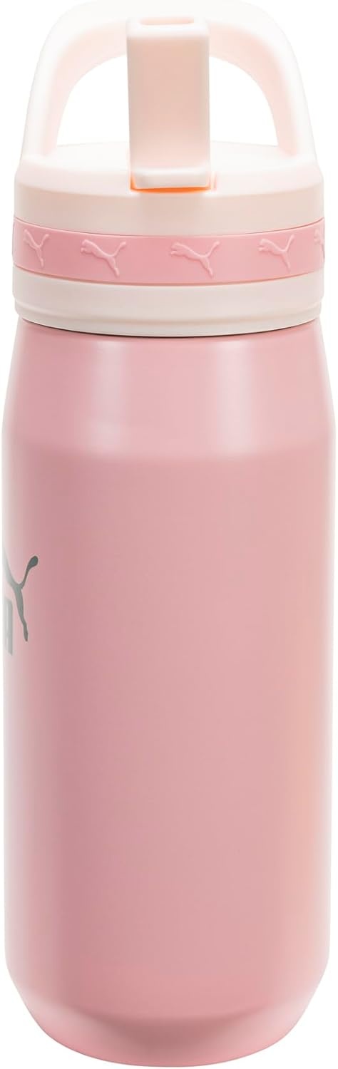 image:imagePUMA unisexadult 18oz Insulated Stainless Steel Water Bottle With Straw amp Carry HandlePinkscapeJasmine Flower