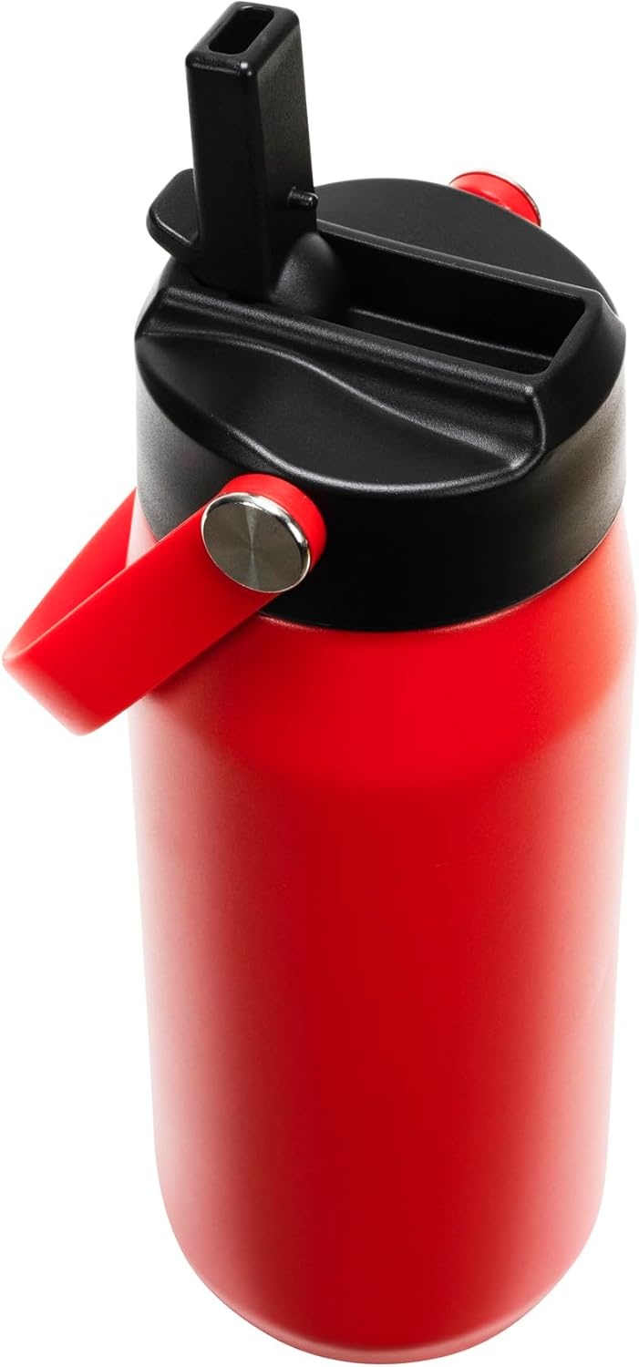 image:imagePUMA unisexadult 18oz Insulated Stainless Steel Water Bottle With Straw amp Carry HandleRedBlack