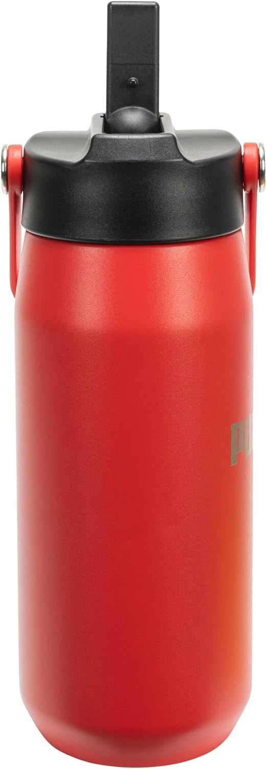 image:imagePUMA unisexadult 18oz Insulated Stainless Steel Water Bottle With Straw amp Carry HandleRedBlack