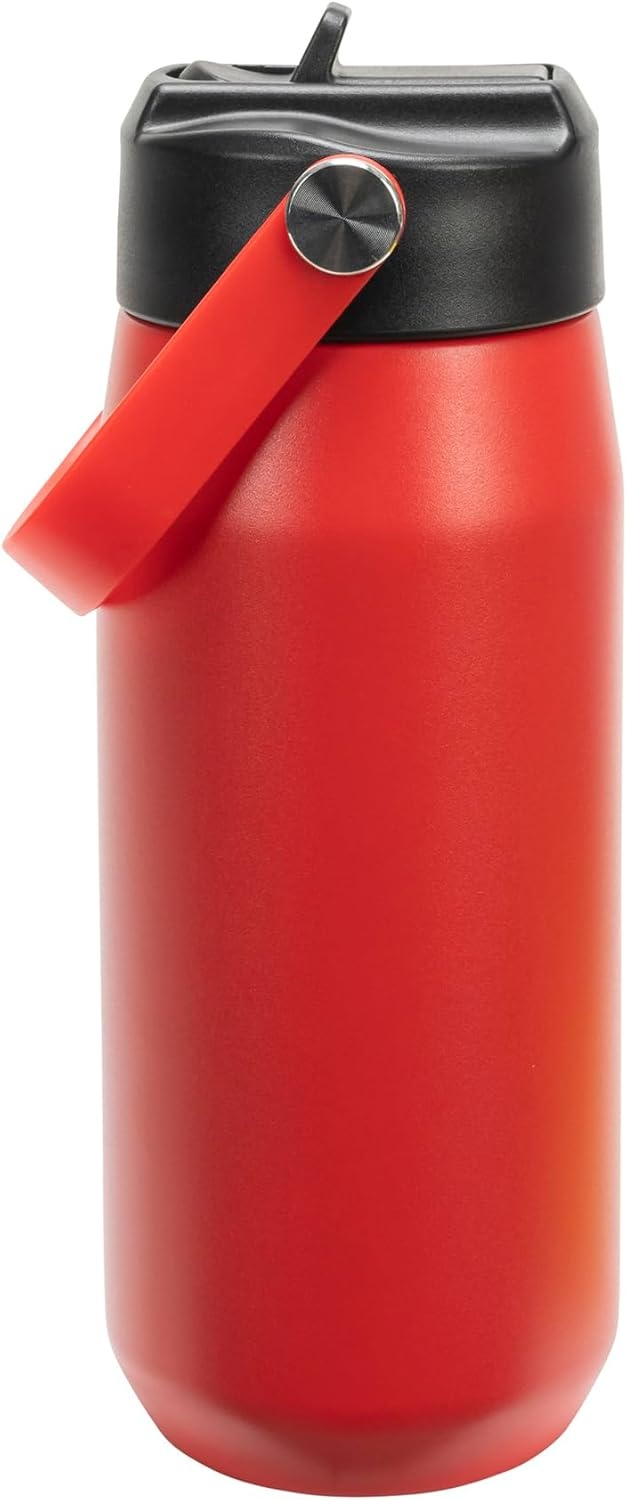 image:imagePUMA unisexadult 18oz Insulated Stainless Steel Water Bottle With Straw amp Carry HandleRedBlack