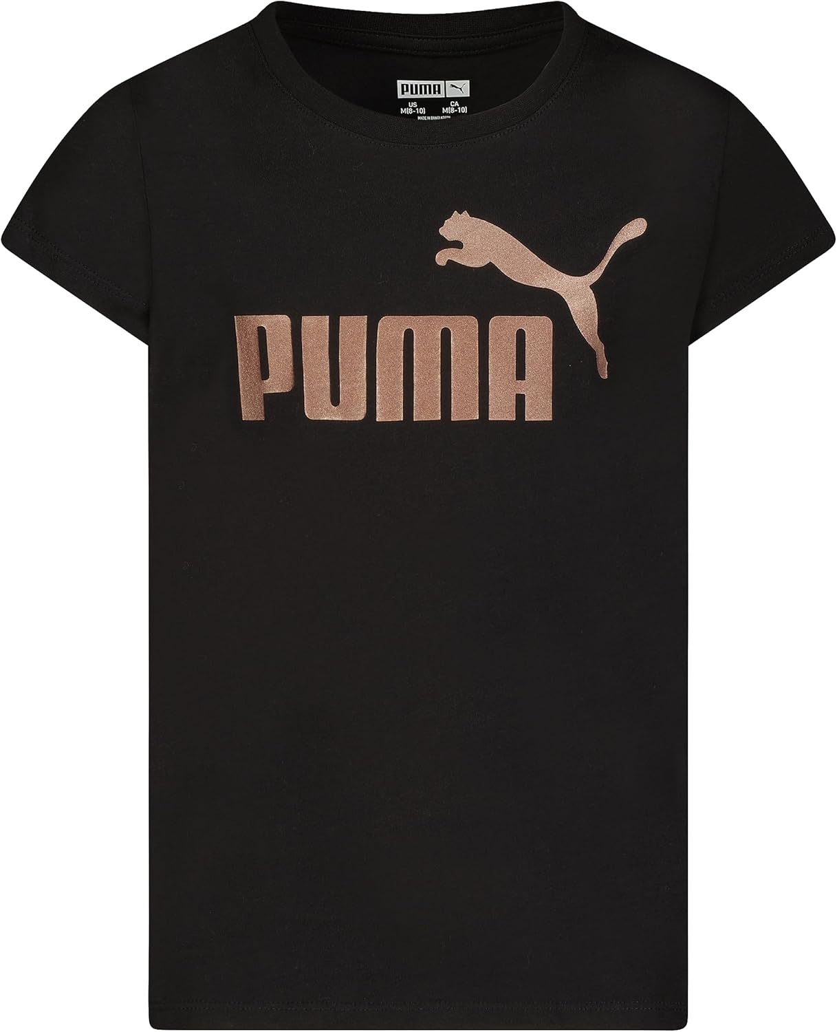 image:imagePuma Girls Core Logo Short Sleeve TShirt Crewneck Soft and LightweightBlack Puma Cat