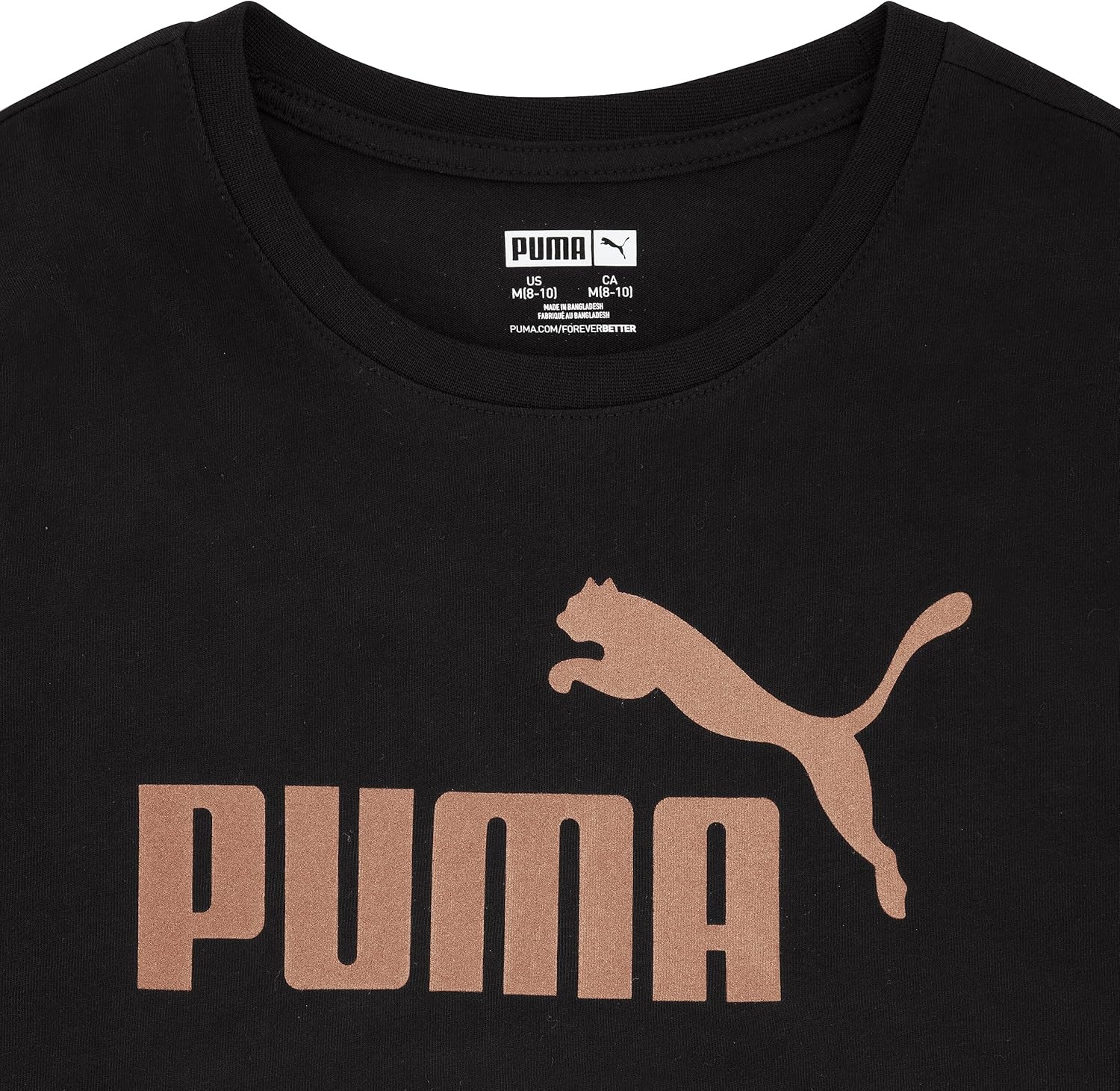image:imagePuma Girls Core Logo Short Sleeve TShirt Crewneck Soft and LightweightBlack Puma Cat