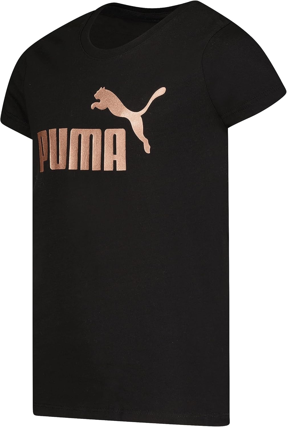 image:imagePuma Girls Core Logo Short Sleeve TShirt Crewneck Soft and LightweightBlack Puma Cat