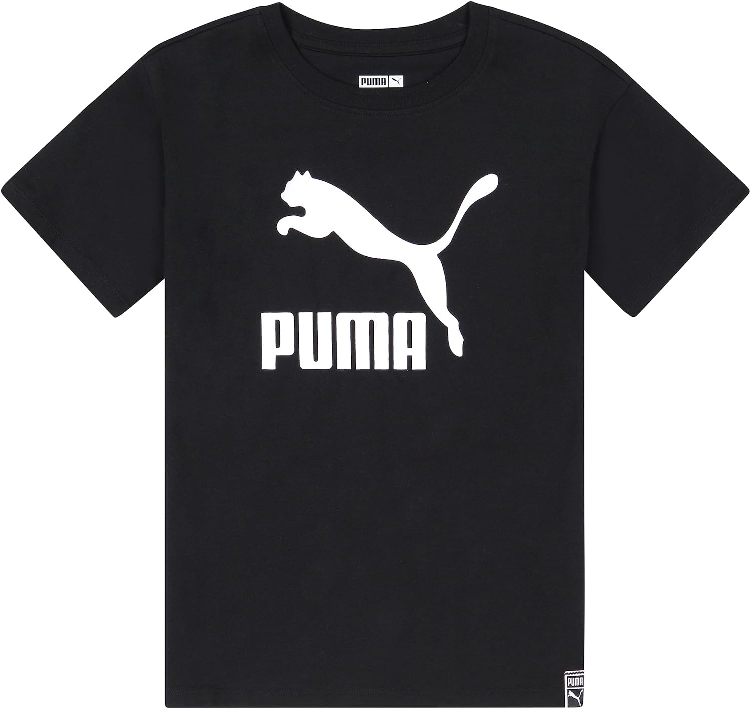 image:imagePuma Girls Core Logo Short Sleeve TShirt Crewneck Soft and LightweightBlackWhite