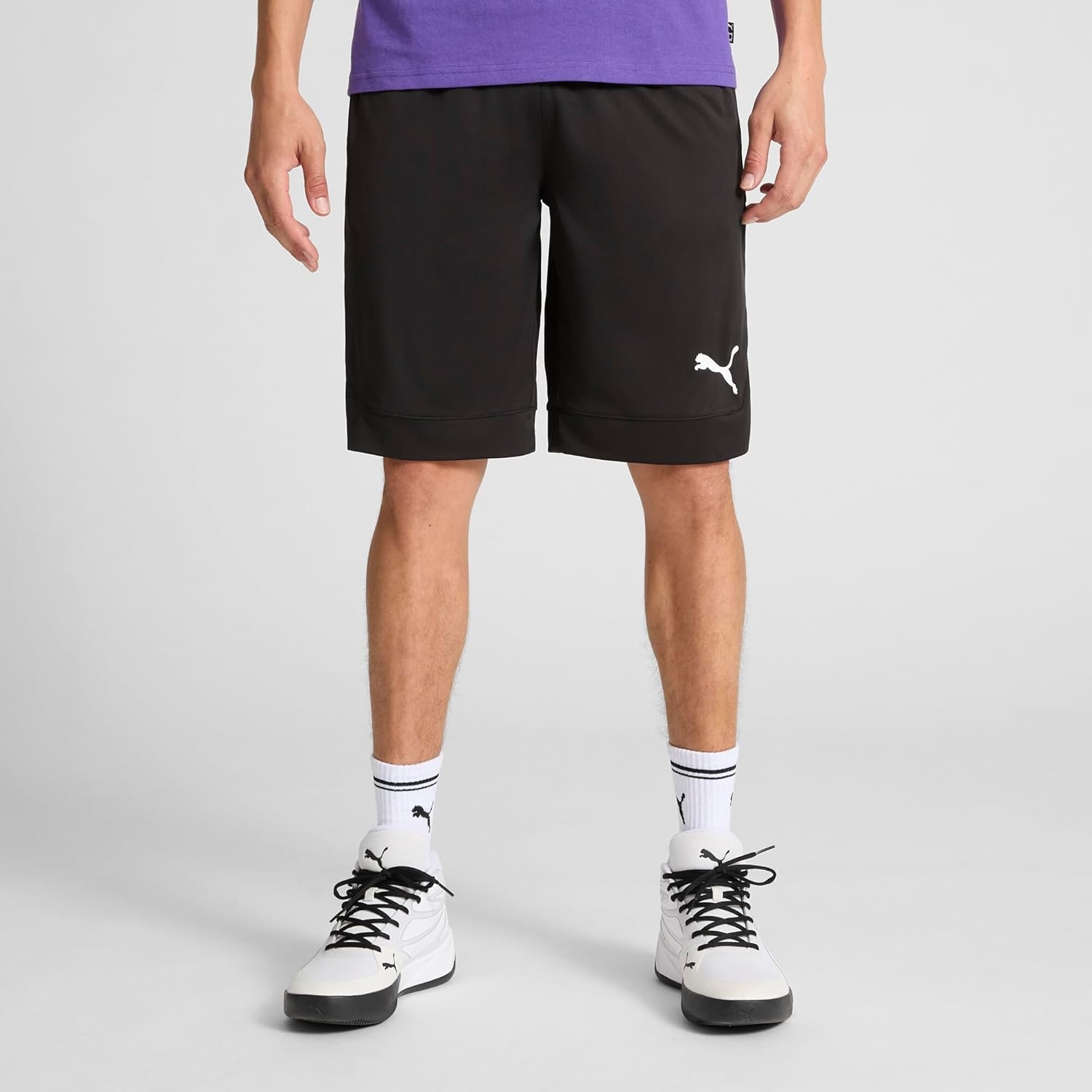 image:imagePuma Mens Rtg Shiny Fabric 10 Shorts Available in Big amp TallPuma Black Ss25