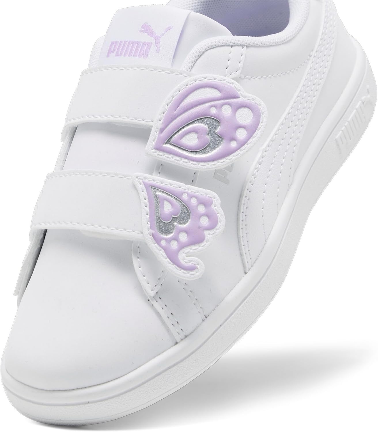 image:imagePuma UnisexChild Smash Hook and LoopButterfly Puma Whitevivid Violetpuma Silver