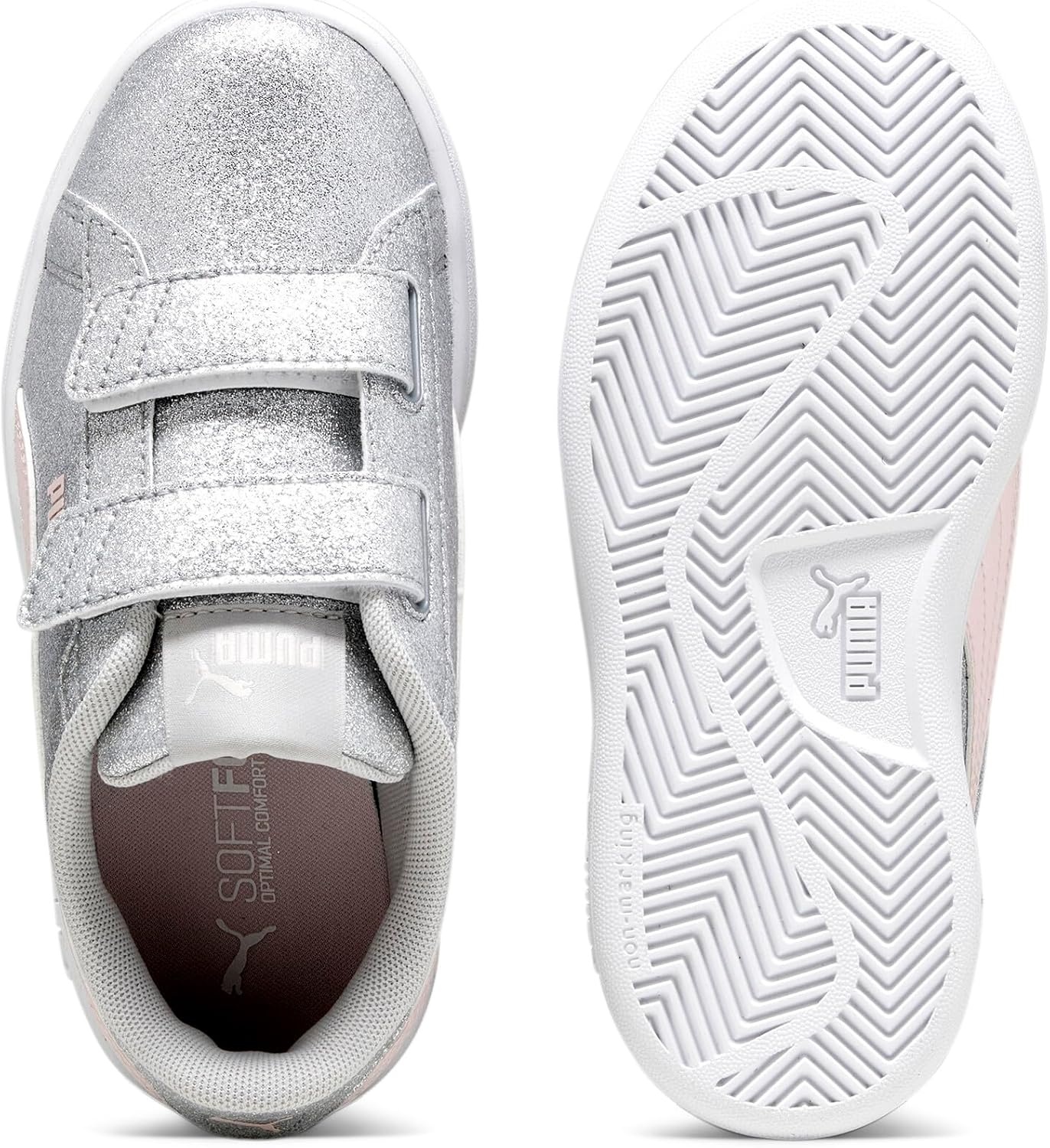 image:imagePuma UnisexChild Smash Hook and LoopGlitz Glam Glacial Grayfrosty Pink