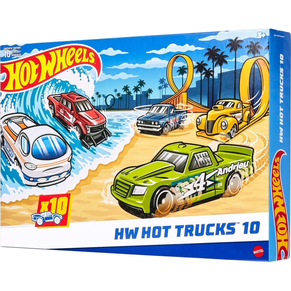 image:imageHot Wheels 164 Scale Toy Trucks Set of 10 DieCast Stunt Utility Racing amp Other Toy Pickup Trucks or Vans Modern amp Retro Models Styles May Vary10Pack Trucks 2024 Mix