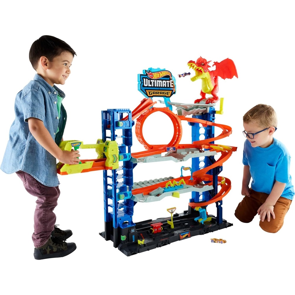 image:imageHot Wheels City Ultimate Garage Track Set with 2 DieCast Toy Cars amp CarEating Dragon Stores 50 Vehicles 4 LevelsGarage