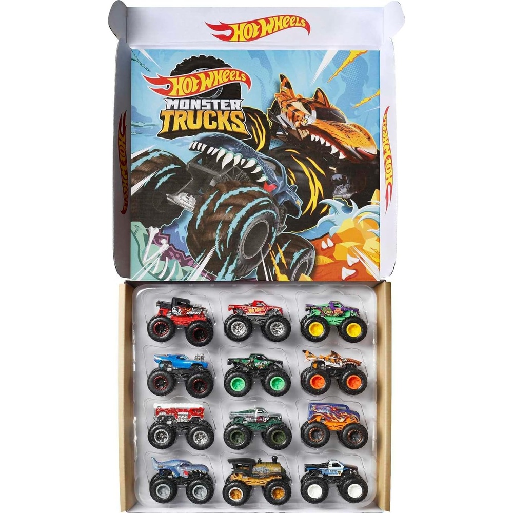 image:imageHot Wheels Monster Trucks 164 Scale DieCast Ultimate Chaos 12 Pack Toy Vehicles for Kids Ages 3 years and older Amazon Exclusive12Pack Ultimate Chaos