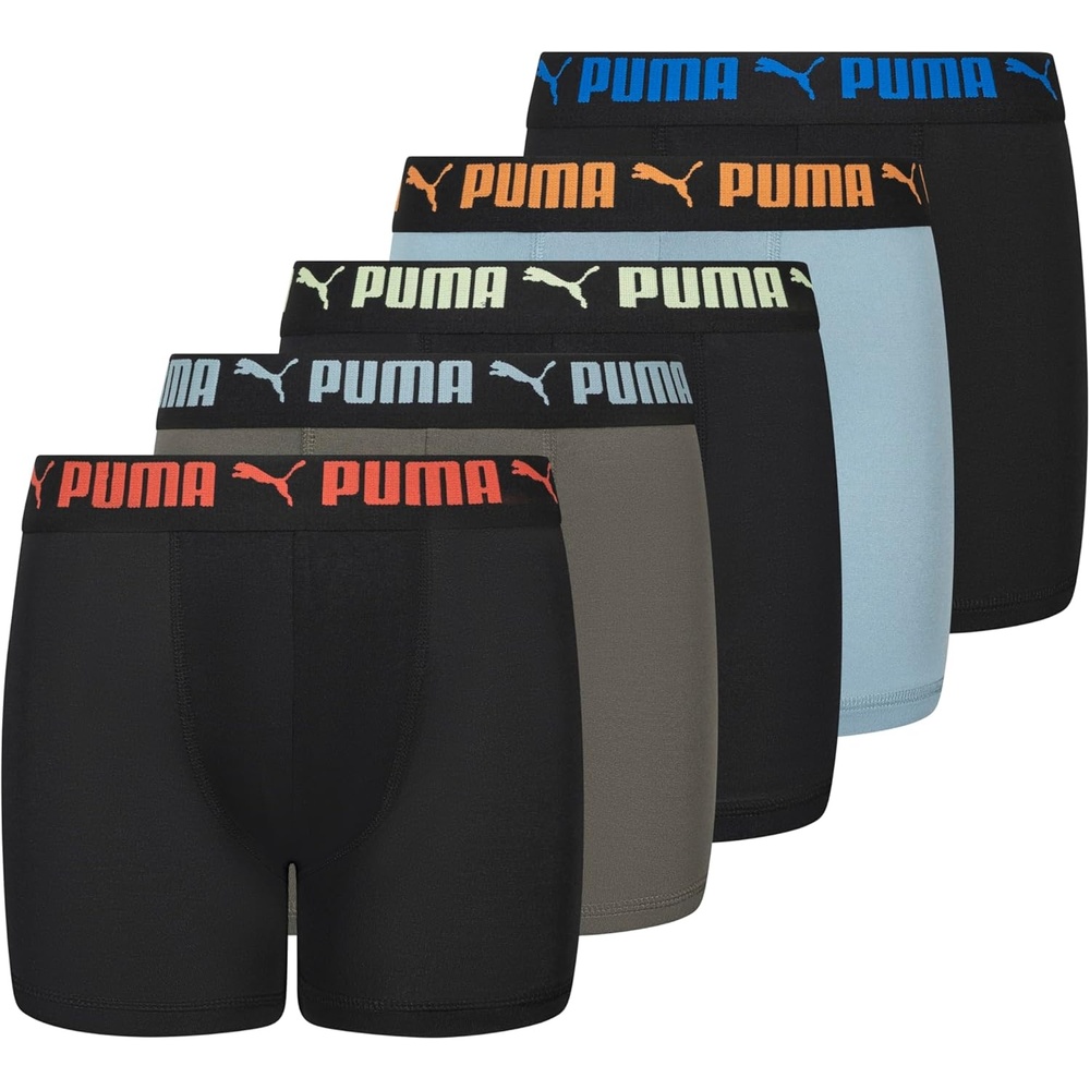 image:imagePUMA Boys 5 Pack Performance Boxer BriefsBlackGreen