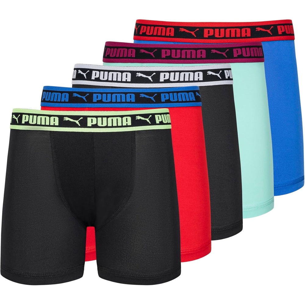image:imagePUMA Boys 5 Pack Performance Boxer BriefsBlackRed