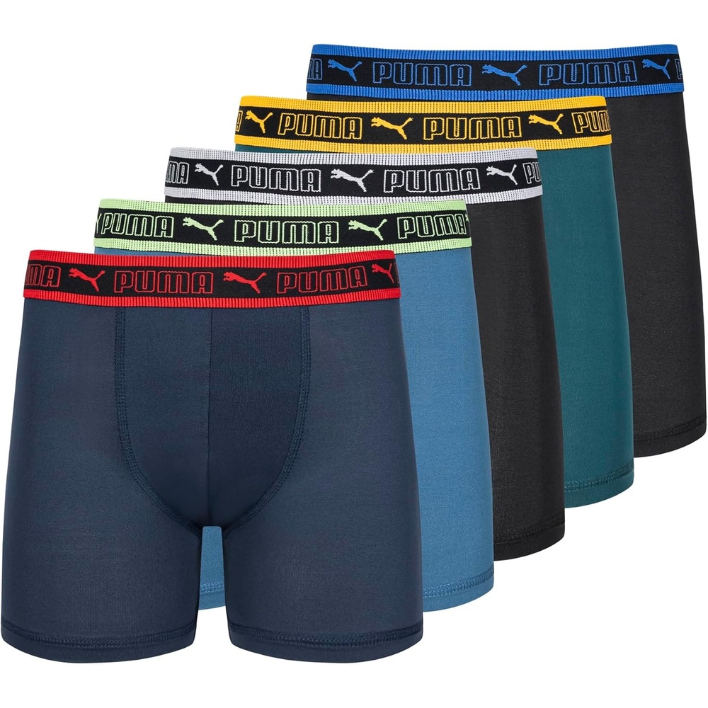 image:imagePUMA Boys 5 Pack Performance Boxer BriefsBlueBlack
