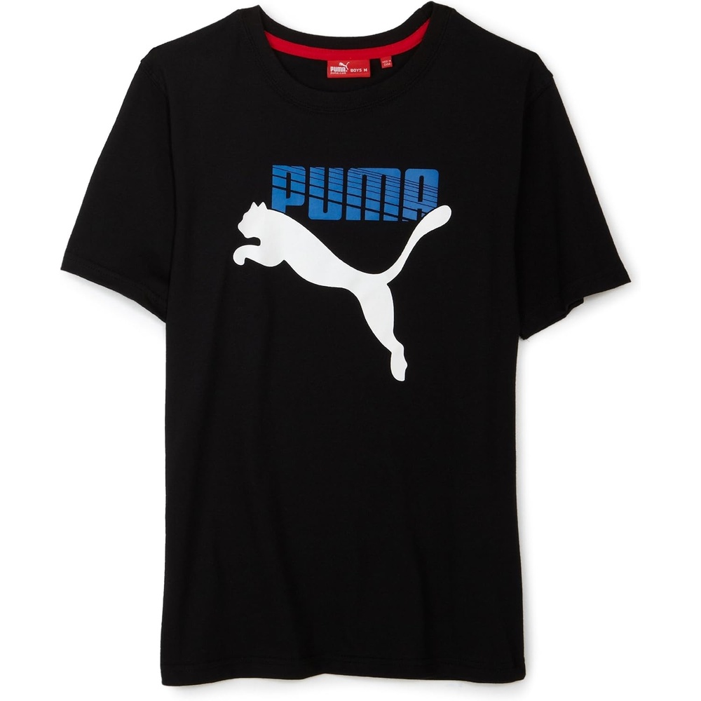 image:imagePUMA Boys Big Cat Logo TShirtBlackWhiteBlue