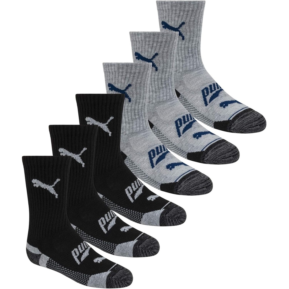 image:imagePUMA Boys Crew Socks 6PackGreyNavy