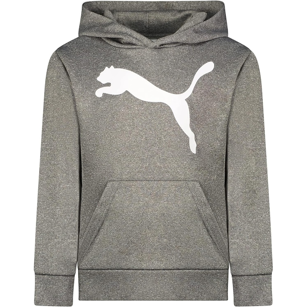 image:imagePUMA Boys Logo Pullover Hoodie Fleece Sweatshirt Large Front PocketCharcoal Heather