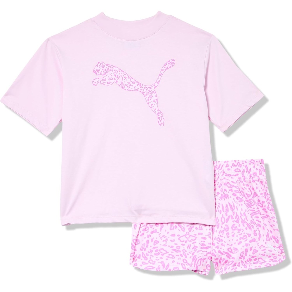 image:imagePUMA Girls 2pc Jersey SS Tee amp French Terry Short SetPearl Pink