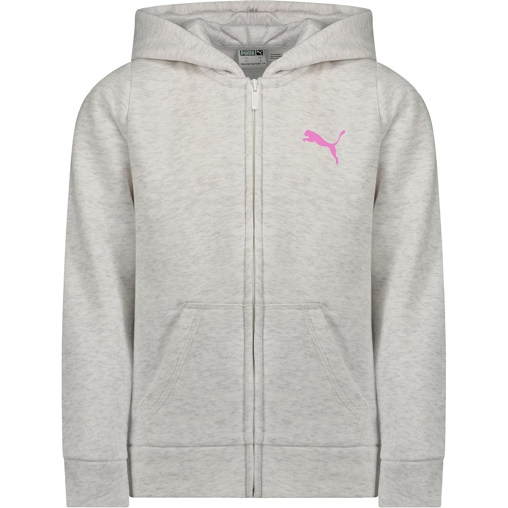 image:imagePUMA Girls Core Logo Zip Up HoodieWhite Heather