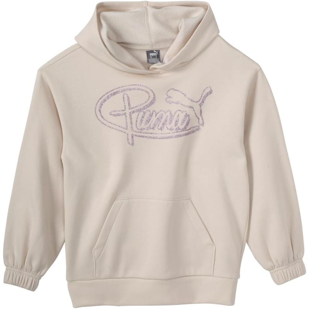 image:imagePUMA Girls Puma Vibe Pk Ctn Fleece Oversized Pullover HoodieAlpine Snow