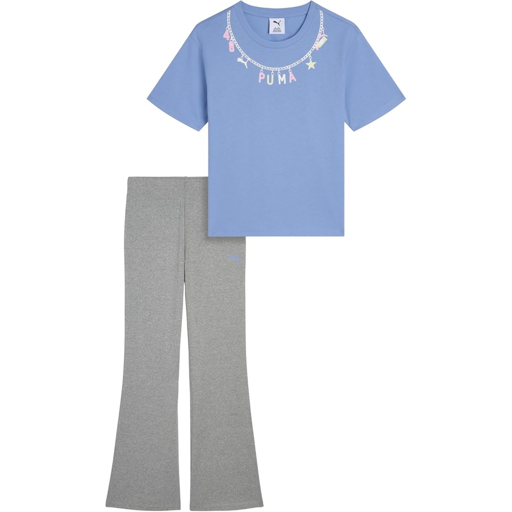 image:imagePUMA Girls Short Sleeve Tee amp Legging Set Logo Graphics CrewneckIntense Lavender Flare