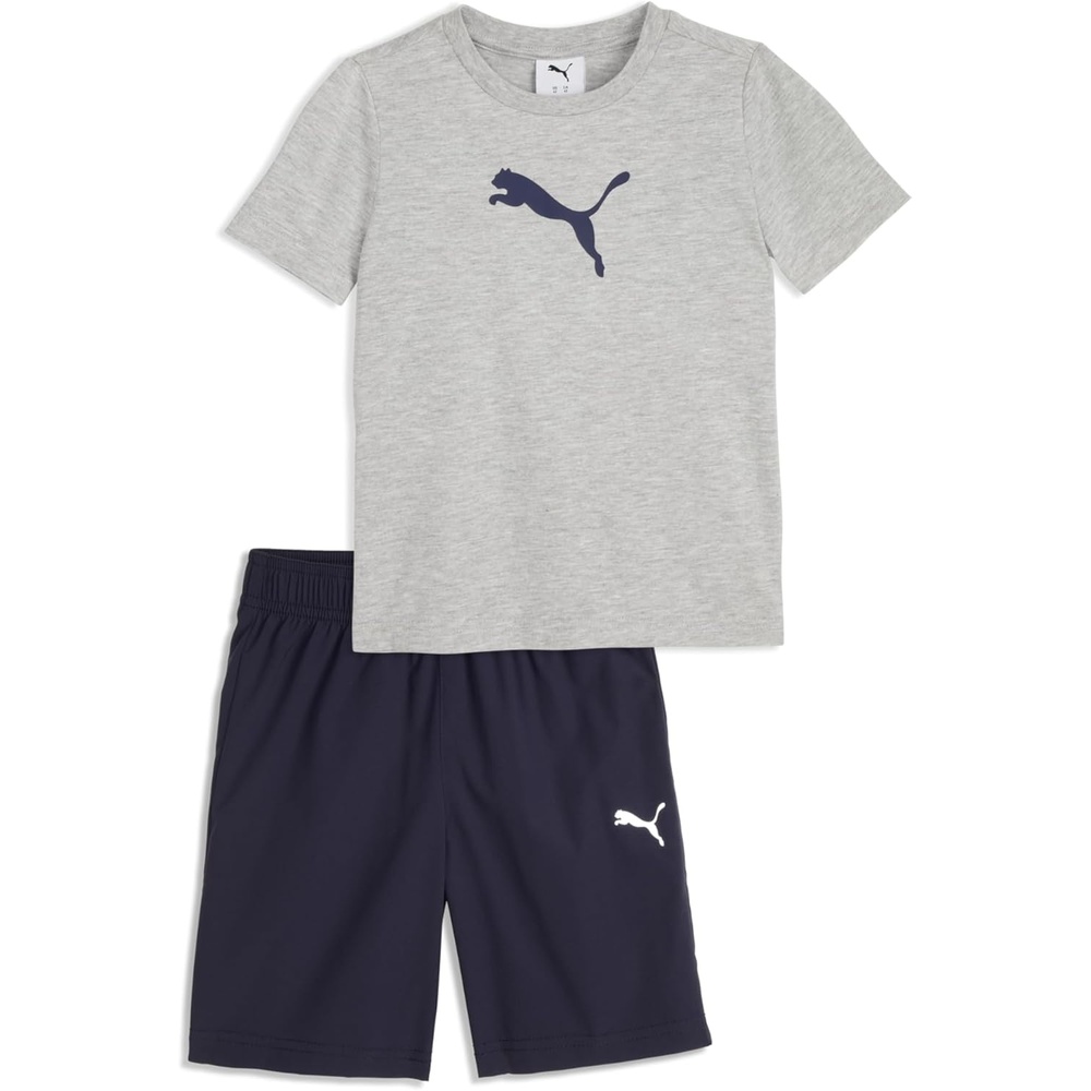 image:imagePUMA Kids Graphic TShirt amp Fleece Short Set ToddlerHeather Grey